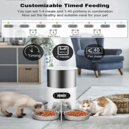 Alimentatori 3L 4.5L Doppio Pasto Alimentatore Automatico per Cani Gatti Alimentazione Intelligente Tuya WIFI Distributore di Cibo Ciotola Registrazione Automatica Timing alimentatore per animali domestici