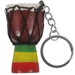 Keychains nyckelkedjemusikinstrument hänge kedjor bilnycklar afrikansk trumma trä handväska hängande dekor hängen