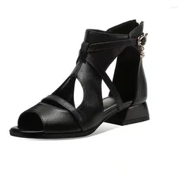 Sandaler skor för kvinnor 2024 Summer Women's High Heesl Roman rem med icke -glidgummisulor Fashion Ladies Daily Sandalias
