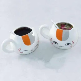 345ML كتاب Creative Natsume's of Friends Nyanko Sensei Cafe Face Catroon Catroon White Cat Belly Cup Cup Pottery Mug GIF239S