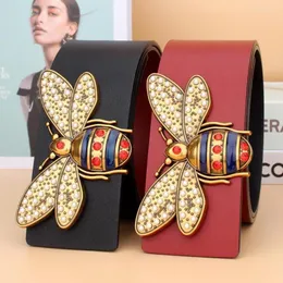 Cinture di lusso con ape fibbia grande Cintura da donna in vera pelle di design di alta qualità per donna Larghezza 7 cmCinture Emel22323O