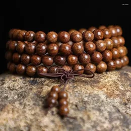 Strang aus natürlicher goldener Seide, Nanmu-Buddha-Perlen, Rosenkranz mit Agarholz, altes Material, Herren- und Damenarmbänder