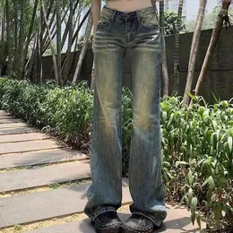 Jeans femininos mulheres moda coreana y2k empilhados bell bottom calças inverno perna reta casual streetwear baggy rua azul denim calças