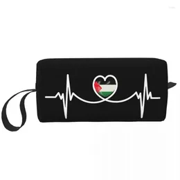 Bolsas cosméticas Heart Beat Palestina Maquiagem Palestina Bolsa de grande capacidade Bolsa elegante organizadora de viagem