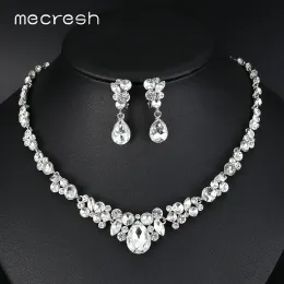 Necklaces Mecresh Color Rhinestone Bridal Jewelry Sets Classic Teardrop Crystal Wedding Necklace Sets European Party Jewelry MTL516