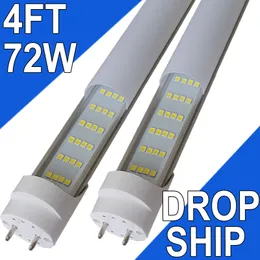 LED-buisverlichting 4FT, T8 LED-lampen 4 voet ballast-bypass, 72W 7200Lumen 6500K daglicht Type B lichtbuis, T8 TL-vervanging, dubbel uiteinde, 2-pins G13-basis usastock