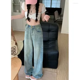 Women's Jeans Y2k High Waist Wide Leg Womne Fashion Streetwear Baggy Denim Pants Woman Spring Button Straight Trousers