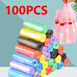 100 pezzi sacchetto della spazzatura usa e getta cestino addensare gilet stile stoccaggio colorato portatile cucina di casa comodi rifiuti sacchetti della spazzatura 240125