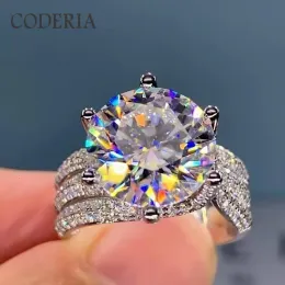 Anéis de casamento real mossanite d cor clássico 6 garra 5 quilates luxo 18k ouro branco 925 prata esterlina cheio diamante casamento mulher