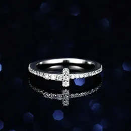 Anéis tiff moda marca jóias mesmo s sier anel oneletter t feminino mosan diamante cauda arranjo transmissão ao vivo acessórios