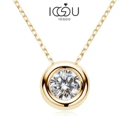 IOGOU Echte D VVS1 Halsketten 6,5mm Runde Anhänger für Frauen 100% Silber 925 Gelbgold Farbe Edlen Schmuck Großhandel 240118