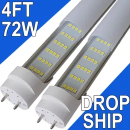 4ft LED-rörljus, no-RF RM Driver T8 T10 T12 LED-glödlampa, 4 rader 72W 7200lm, 6500K dagsljus, mjölktäcke, bi-stift G13-bas, 4 fot fluorescents rörbyte usastock