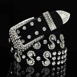 Cintura classica casual di design di lusso di moda cintura in pelle fiore super scintillante con diamanti zircone per regali donna ragazze 110 cm 43 inc274w