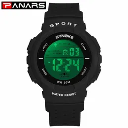 Panars Kids Sports Cyfrowe zegarki Kolorowa LED pusta Pasek wielofunkcyjny Studenci Casual Electronic Watches Teenager Boys207o