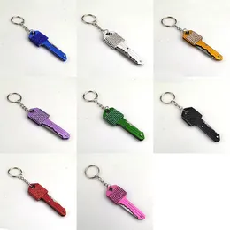 Tasarımcı Keychain Kadınlar Mini Elmas Kapalı Çok Fonksiyonlu Lüks Anahtar Zincirler Aksesuar Açık Mekan Kendinden Savunma Katlanır Bıçak Ana Zincir Yüzük