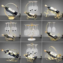 Light Luxury Style Golden Wine Cabinet Decoration Red Wine Rack Wine Cup Rack Upside Down Household Kitchen Drinking Utensils 240124