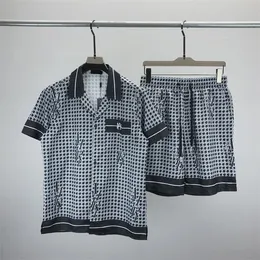 2 herrspårar Mens Hawaiian Beach Set Semestertröjor för män och kvinnor Färg Blockerande Shorts Set#26