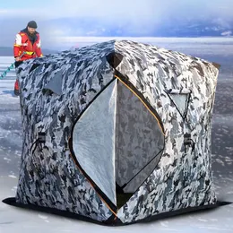 Tält och skyddsrum Portable Windproof Ice Fishing Tent Warm Keeping Shelter Easy Set-Up Waterproof Winter Outdoor Camping Equiment