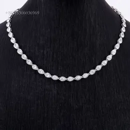 새로운 배 모양 베젤 VVS Moissanite Chain Sterling Sier Gold Tennis Necklace Choker 도매