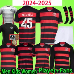 24/25 Flamengo Soccer Jerseys 2024 2025 Football Shirts Men Set Kids Kit Women Camisa de Futebol Long Sleeve Pedro Diego Gabi Lorran Pulgar Fans Fans Player