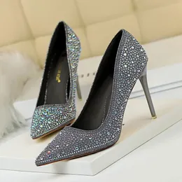 High Stiletto Sexy Rhinestone Toe Heels Pointed 86 Pumps Women Party Wedding Shoes Scarpe Donna 240125 236