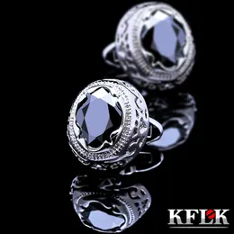 Kflk jóias camisa abotoaduras para homens marca botão de punho retro manguito link alta qualidade preto abotoaduras gemelos convidados 240124
