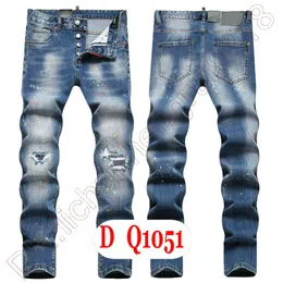 Jeans da uomo D2 Luxury Italy Designer Jeans denim da uomo Pantaloni ricamati DQ21051 Moda Wear-Holes splash-ink stamp Pantaloni Motocicletta Abbigliamento US28-42 / EU44-58