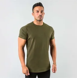 Nuevas y elegantes camisetas lisas para hombre, camiseta de manga corta para correr con músculos, camiseta de culturismo, ropa de gimnasio para hombre, camiseta ajustada 1668