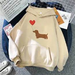 Dachshund Hoodies kvinnor roliga anime koreansk stil huva skjorta kläder kvinnor gotiska tröjor 240125