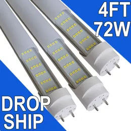 72W T8 LED-rörljus 4 rader 4 fot (lika med 45,8in), no-RF RM-förare fluorescerande glödlampor ersättning, mjölktäcke, vit 6500k, butikslampor usastock