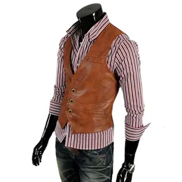 Gilet oversize da uomo, gilet in PU abbinato casual e alla moda, gilet in pelle, abbigliamento aderente in pelle da uomo