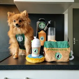 Oyuncaklar Gizle ve Arama Peluş Squeaky Chew Set Pet Dog Toy Star Barks Kahve Koleksiyonu Eşsiz Gıcırtılı Peluş Köpek Oyuncakları