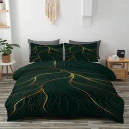 Bedding Sets Emerald Green Duvet Cover Set Marble Plantain Leaves Print Comforter Ginkgo Forest Pillowcases