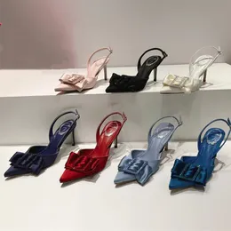 Rene Caovilla New Women 's Sandals 나비 꽃 크리스탈 블랙 블링 모조리 하이힐 여성 샌들을위한 여름 신발 7.5cm 크기 35-43 상자