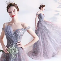 Purple Tulle Elegant Mother Of Bride Dresses With 3D Floral Appliques Off The Shouder Long Wedding Guest Dress Custom Made Women Formal Ocn Gown Evening Wear F