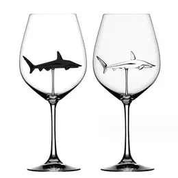 Bicchieri da vino squalo trasparente da 300 ml Calice dal design unico Tazza da cocktail in vetro Regali per anniversario di matrimonio Compleanno Bar