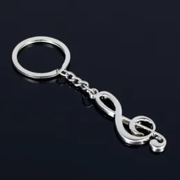 Новый брелок для ключей, посеребренный брелок с музыкальной нотой для автомобиля, металлические музыкальные символы, Chains264q