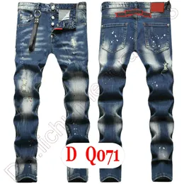 Mens Jeans D2 Lüks İtalya Tasarımcı Denim Kot Pantolon DQ2071 Moda Aşınma Sıçrama-mürekkep pul pantolon Motosiklet Binicilik Giysileri US28-42/EU44-58