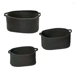 Laundry Bags Can Do 3pc Cotton Coil Baskets Black