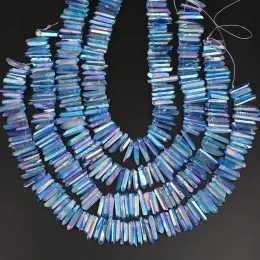 Beads Approx 88PCS/Strand,Titanium Blue AB Freeform Crystal Point Spacer Beads Pendant,Top Drilled Quartz Necklace DIY