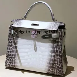 Alla handgjorda lyxiga kvinnors handväskor Nile Crocodile 25 30 cm Himalayan Crocodile Skin Customized Other Women's Bags Special Customized Model Designer Bag with Box