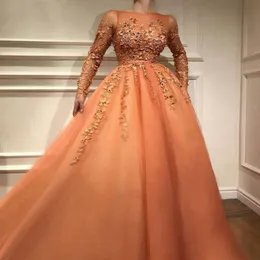 Vestidos de noite muçulmano turco 2019, linha a, mangas compridas, apliques de tule, frisado, dubai, árabe saudita, longo, elegante, vestido de noite 2361