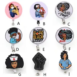 Medical Key Rings Multi-style Black Nurse Felt ID Holder For Name Accessories Badge Reel With Alligator Clip2559