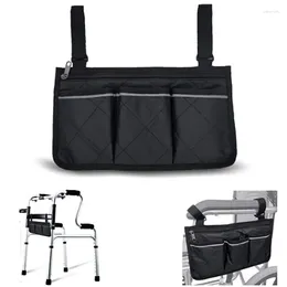 Sacos de armazenamento Saco de apoio de braço para cadeira de rodas Side Multi-bolso Tira reflexiva pendurada