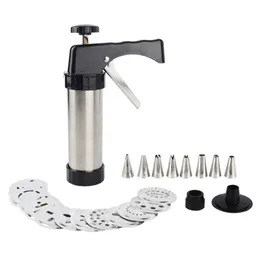 Cookie Press Kit Gun Machine Cookie Making Cake Decoration 13 Pressformar 8 Kakledande munstycken Cookie Tool Biscuit Maker T200294M