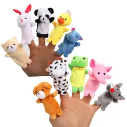 10 pçs dos desenhos animados animal dedo fantoche brinquedos de pelúcia menino menina bonito bonecas contando histórias para o bebê 240126