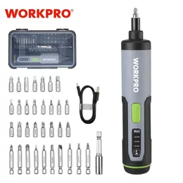 WorkPro 36V trådlös elektrisk skruvmejsel Set Mini SMART SCREWRIVERS USB RECHARGABEABEL LITHIUM ION Batteri 240123