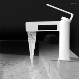 Rubinetti per lavandino del bagno YCRYS Rubinetto per lavabo in ottone bianco nero grigio per miscelatore freddo Cascata Rubinetto per acqua montato su scrivania Accessori da cucina