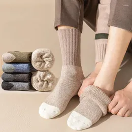 Men's Socks 2024 Autumn Winter Men Wool 5 Pairs Plush And Thickened Warm Solid Color Simple Versatile Casual Deodorant Meias