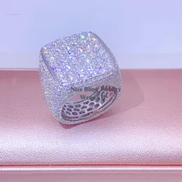 المجوهرات الراقية VVS Moissanite Iced Out Rings Men Sterling Sier Diamond Hip Hop Ring